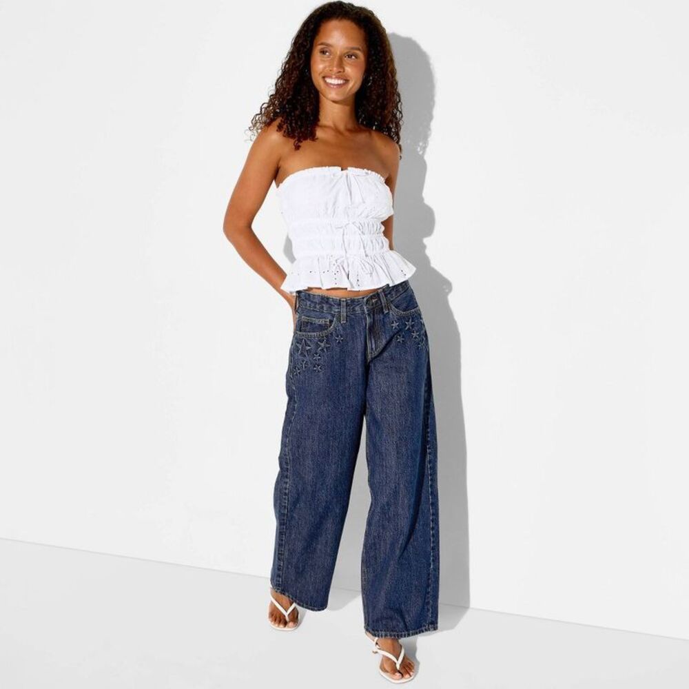 Women's Ultra Low-Rise Baggy Jeans - Wild Fable Dark Wash 8